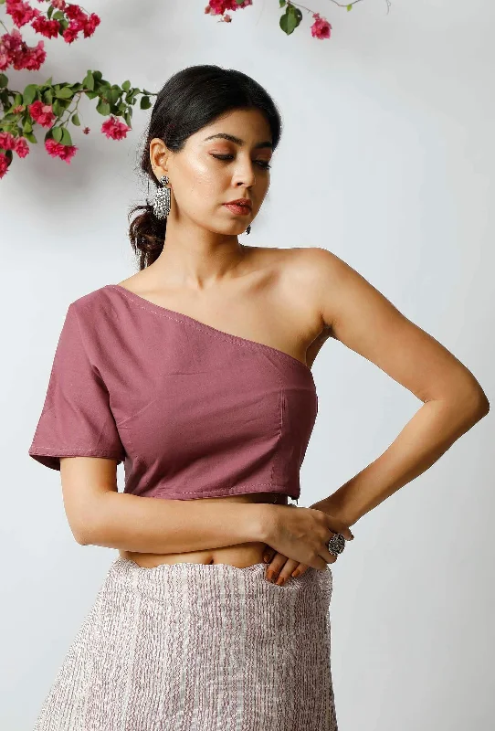 The Stylish Mauve Cotton Blouse Playful Puff Blouse