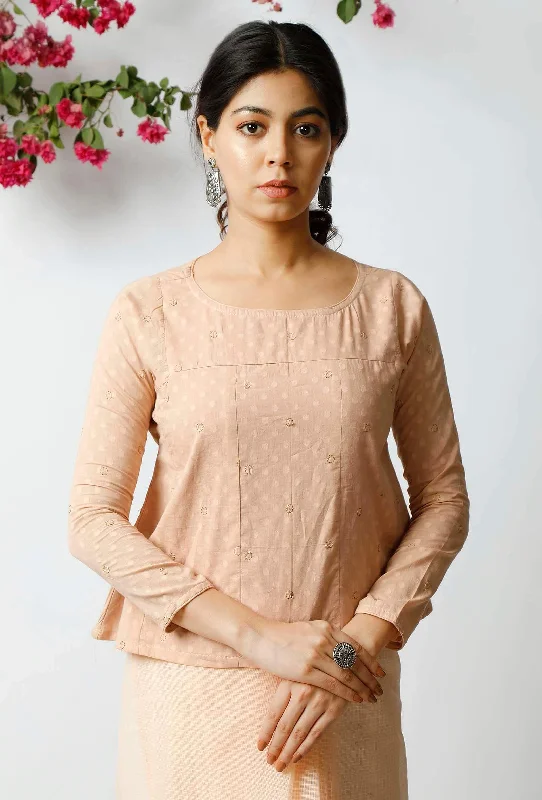 The Serene Peach Cotton Blouse Business Casual Blouse