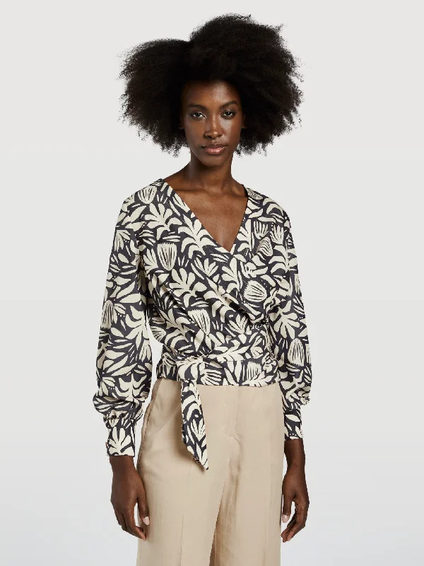 Asymmetric Crisscross Blouse Cotton Casual Blouse