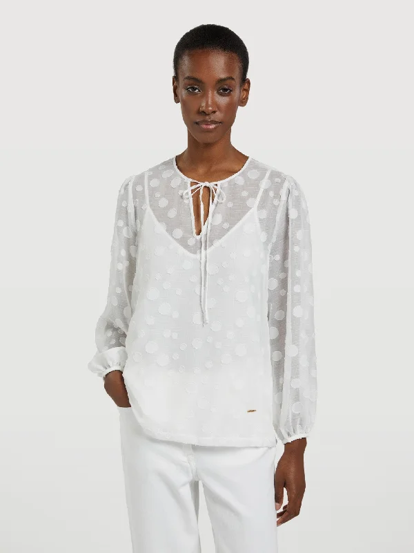 Blouse With Baloon Sleeves Side Tie Blouse