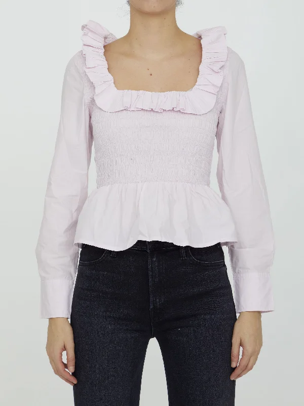 Cotton Poplin Blouse Elegant Peplum Blouse