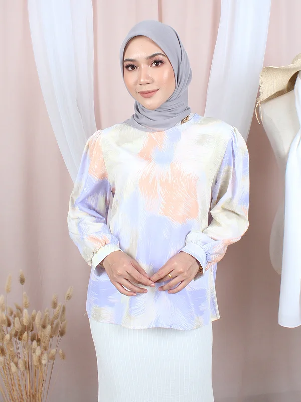 PAINT PATTERN BLOUSE CT024 Silky Draped Blouse