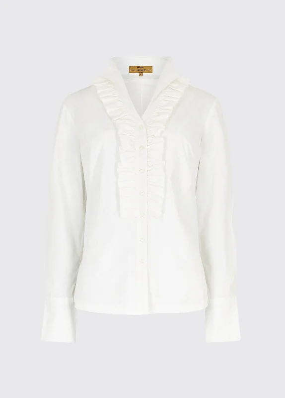 Hydrangea Blouse - White Sweetheart Neck Blouse