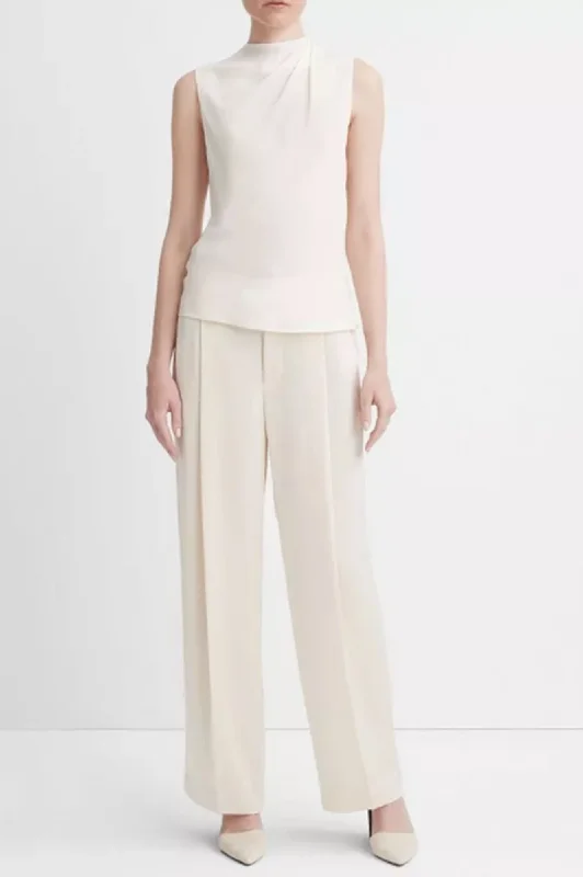 Draped Cascade Sleeveless Blouse Modern Work Blouse