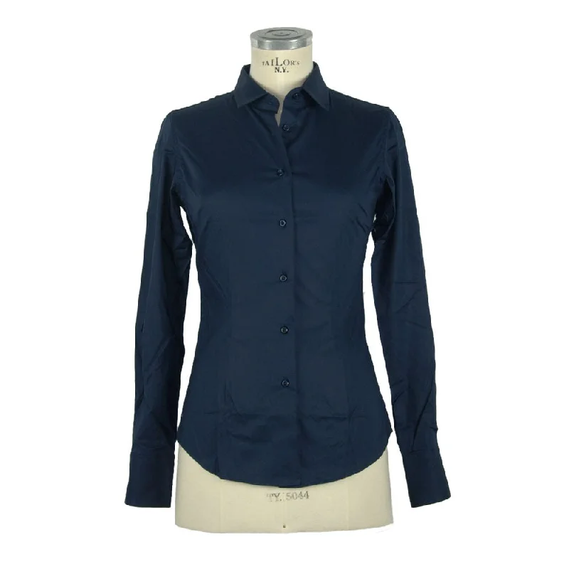Elegant Slim Fit Blue Blouse Silky Draped Blouse