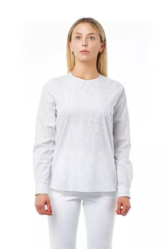 White Cotton Women Blouse High Neck Blouse