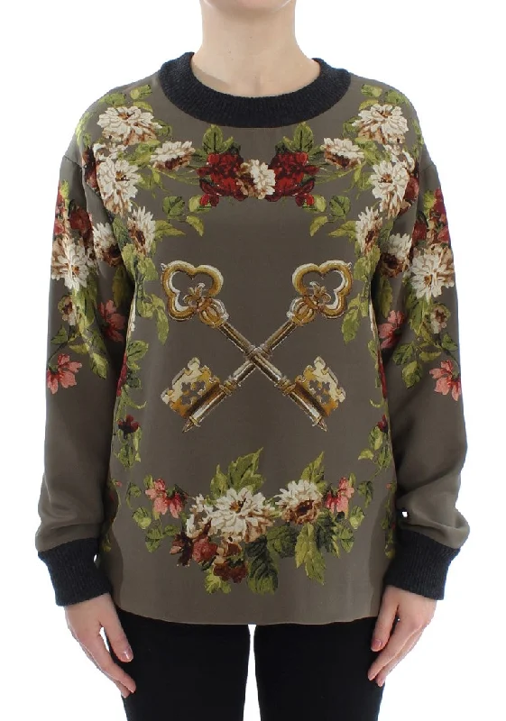 Enchanted Sicily Silk Crewneck Blouse Business Casual Blouse