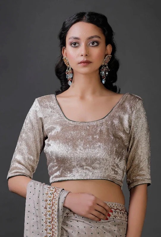Grey Velvet Blouse Delicate Bow Blouse