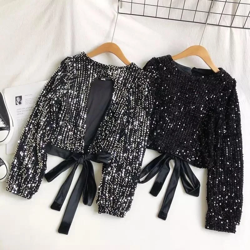Ibiza Sequined Party Blouse Short Sleeve Blouse