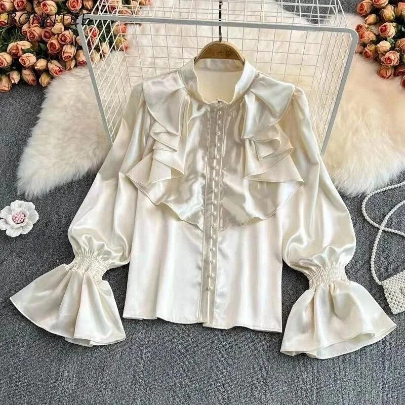 Kale Ruffled Satin Blouse Chic Sleeveless Blouse