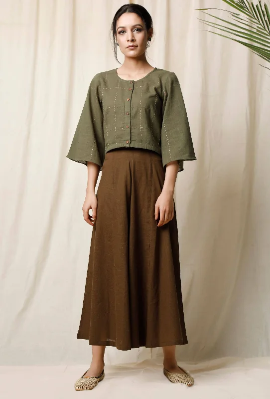 Light Green Cotton Slub Blouse Slim Fit Blouse