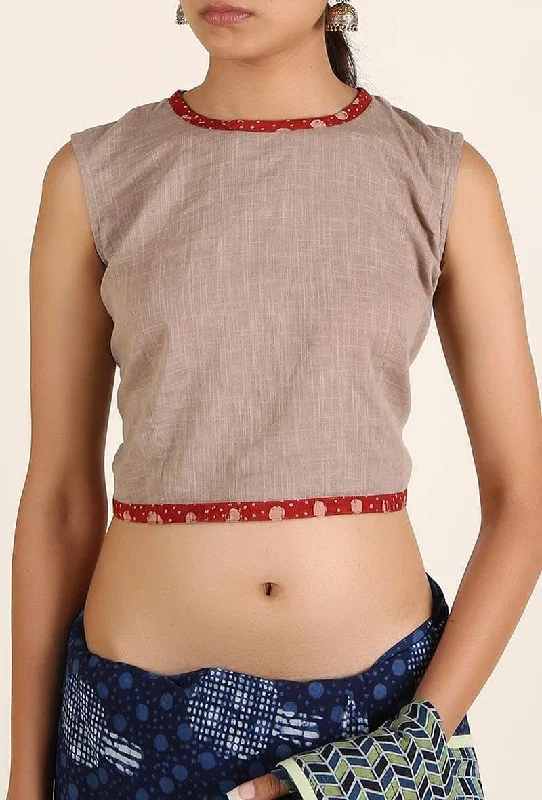 Light Lilac Padded Cotton Slub Blouse With Keyhole Back Chic Wrap Blouse
