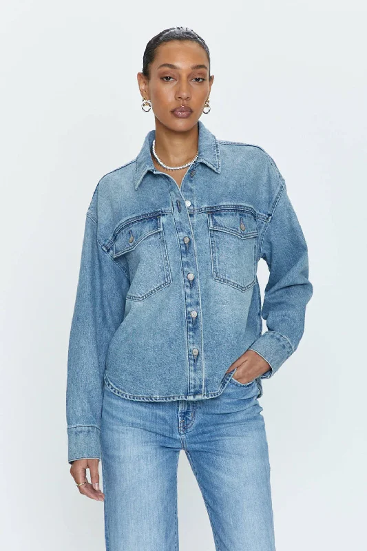 Pistola Mandy Crop Shacket in Marcel Sheer Sleeve Blouse
