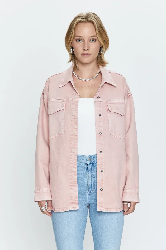 Pistola Mandy Oversized Shacket in Mellow Rose Snow Textured Cotton Blouse