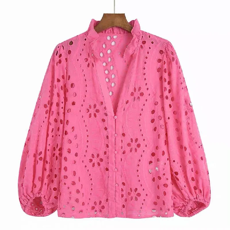 Marianna Premium Eyelet Blouse Polished Work Blouse