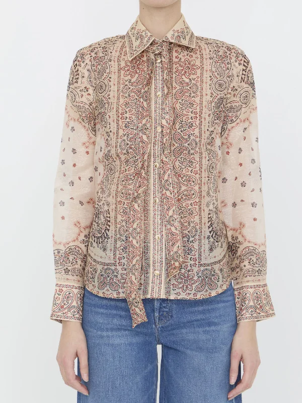 Matchmaker Tie Neck Blouse Casual Button Blouse