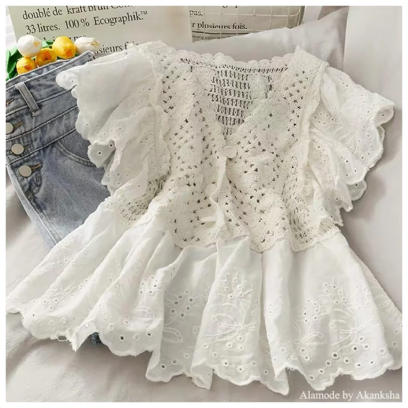Mertha Eyelet Blouse Elegant Silk Blouse
