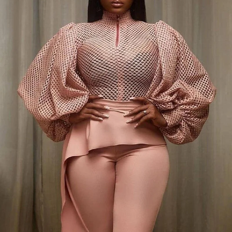 Mesh Puff African Blouse Boho Chic Blouse