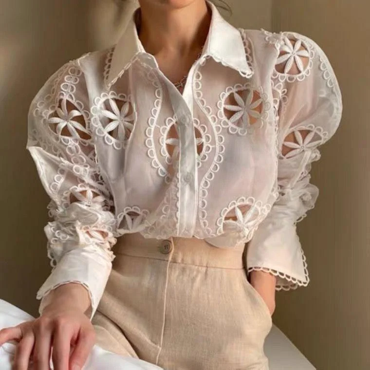 Milan Eyelet Blouse Embroidered Floral Blouse