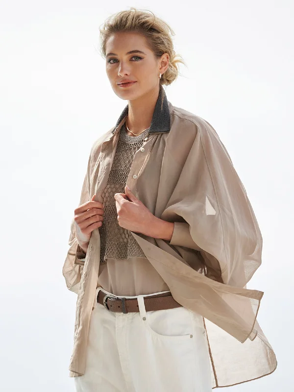 Monili Collar Organza Blouse Drape Neck Blouse