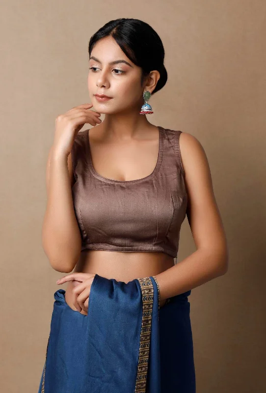 Mud Brown Modal Silk Blouse Elegant Silk Blouse