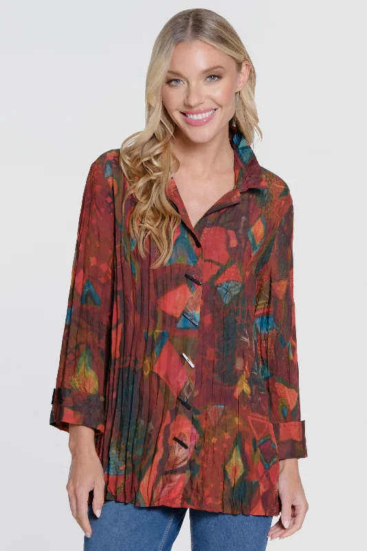 Printed Woven Button Front Blouse - Women's - Multi Off-Shoulder Wrap Blouse