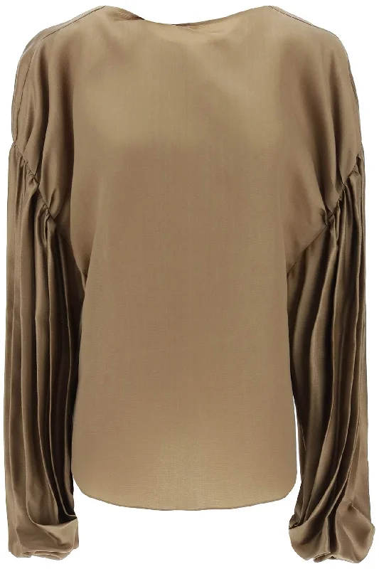 KHAITE "quico blouse with puffed sleeves Satin Long Blouse