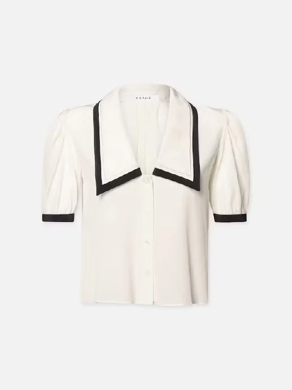 Sailor Blouse Satin Drape Blouse