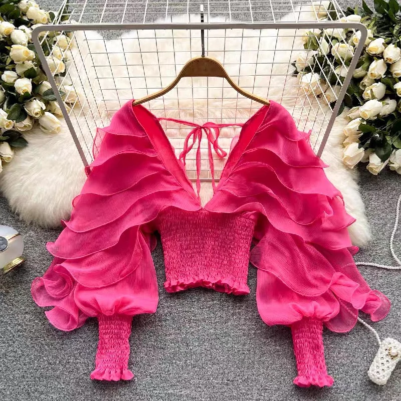 Senna Ruffle Blouse Side Tie Blouse
