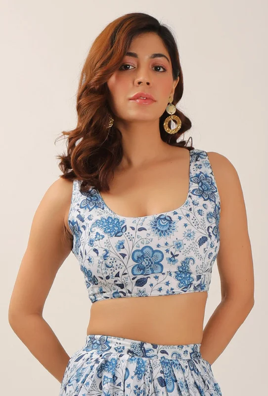 Serena Floral Chintz Blouse Collared Satin Blouse