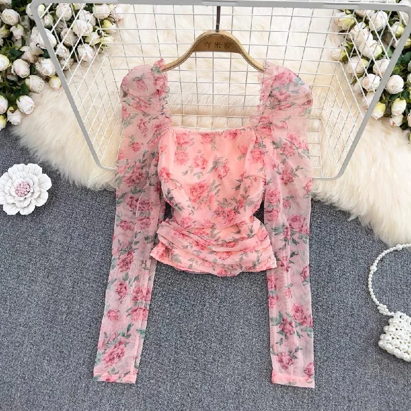 Serene Floral Blouse Cotton Casual Blouse