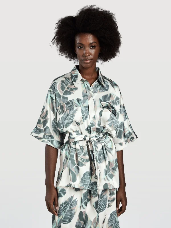 Short Sleeve Printed Blouse Bell Sleeve Blouse