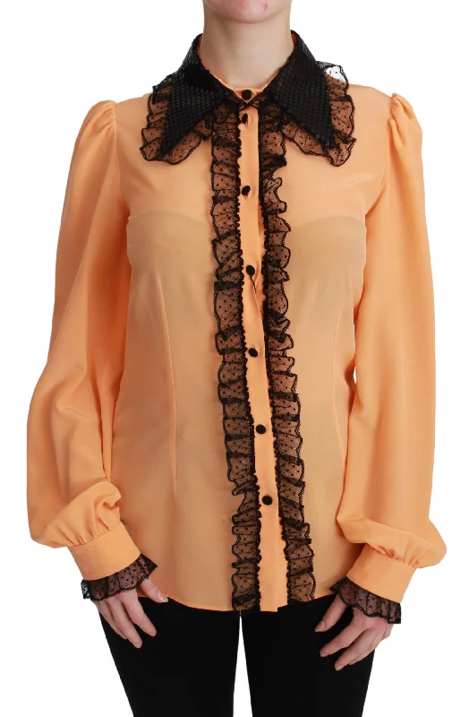 Silk Blend Yellow Blouse With Sequined Collar Stylish Wrap Blouse