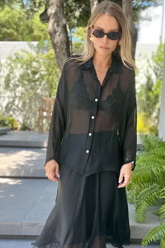 Silk blouse Asymmetric Hem Blouse