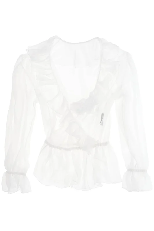 DOLCE & GABBANA silk chiffon blouse with ruffles. Versatile Layering Blouse