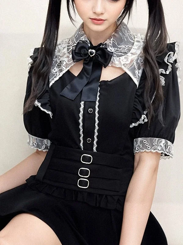 Cute Jirai Kei Lace Blouse - Perfect for Dark Academia Style Polished Work Blouse