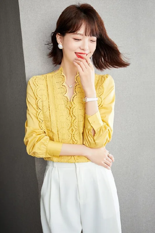 Spring French Blouse Design For Women Oversized Silk Blouse
