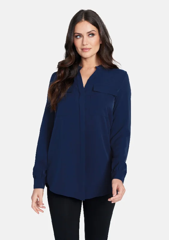 Tall Classic Button Up Blouse Double Button Blouse