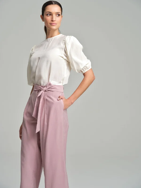 Volume short blouse with frilled shoulders Elegant Office Blouse