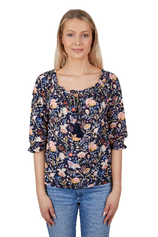 Wrangler Ladies Cassidy S/S Blouse - Multi - X4S2523199 Delicate Pleat Blouse