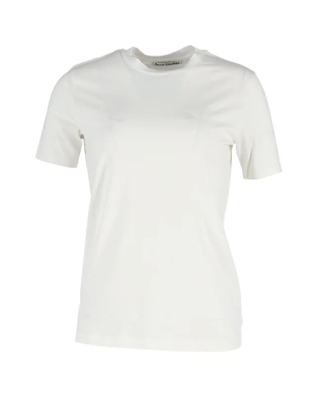 Acne Studios Crewneck T-shirt in White Cotton Polka Dot Checkered Tartan