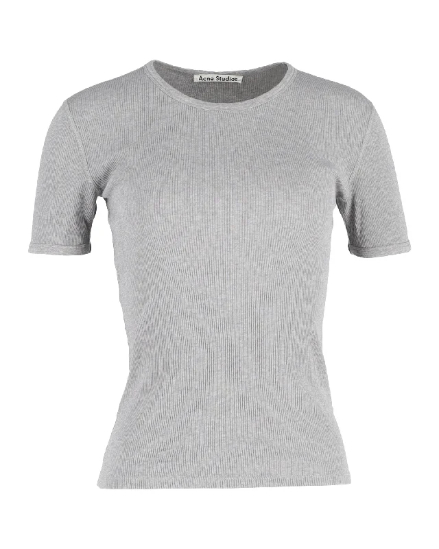 Acne Studios Fitted Ribbed Tee in Grey Cotton Basic T-Shirt Crew Neck Short Sleeve