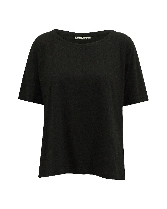 Acne Studios Nairobi C Base Tee in Black Cotton Fleece Nylon Spandex