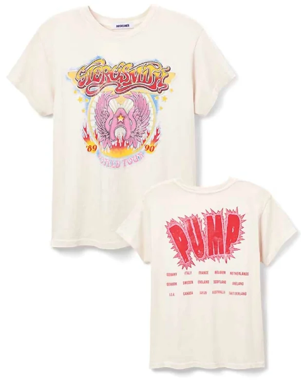 Aerosmith World Tour Tee In Dirty White Hooded Caped Shawl Collar