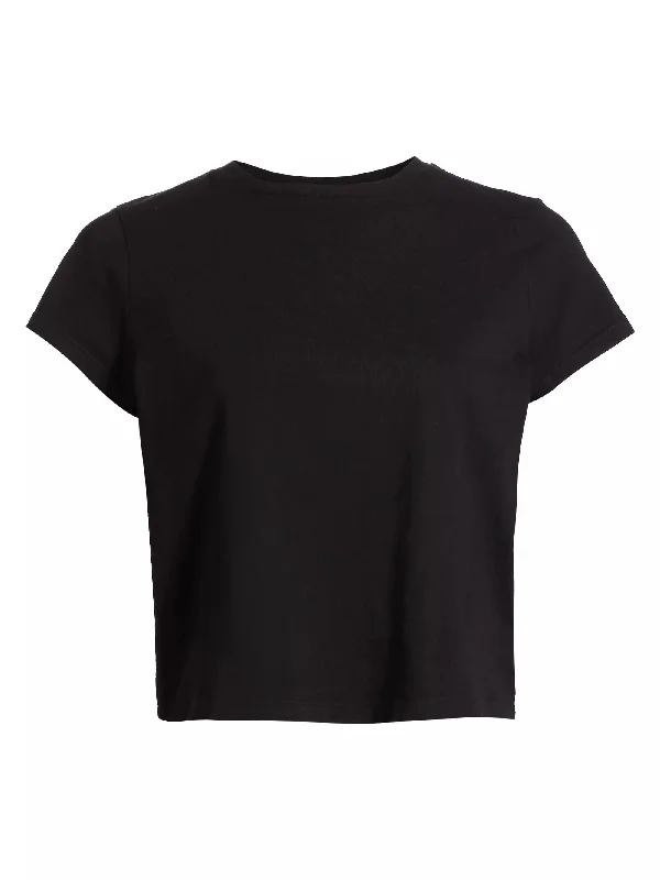 AGOLDE Women's Adine Shrunken Tee, Black Ribbed T-Shirt High Neck Heavyweight