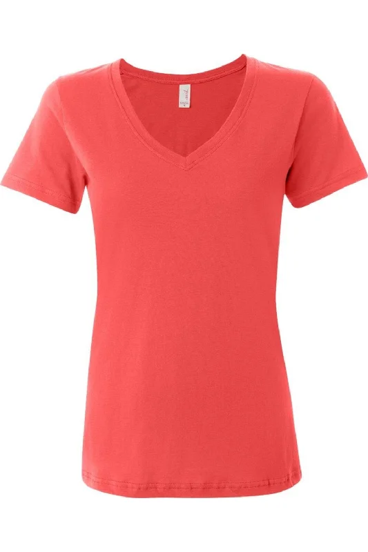 Anvil Women´s Featherweight V-Neck T-Shirt Thin T-Shirt Open Front Quick Dry