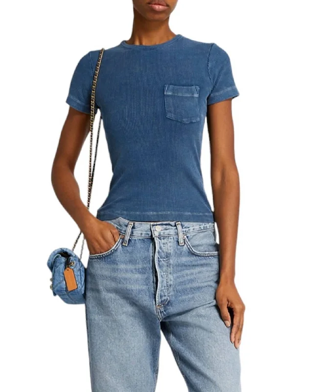 Arlo Tee In Indigo Collared Crew Neck Turtle Neck