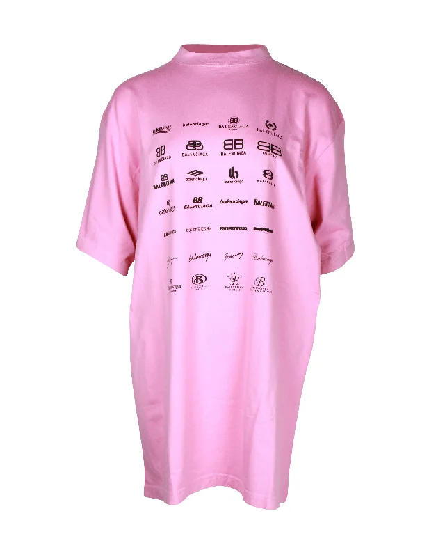 Balenciaga Archives Logos-Print Oversized T-shirt in Pink Cotton Cotton Fabric Linen Fabric Terry Fabric Balenciaga Archives Logos-Print Oversized T-shirt in Pink Cotton Cotton Fabric Linen Fabric Terry Fabric
