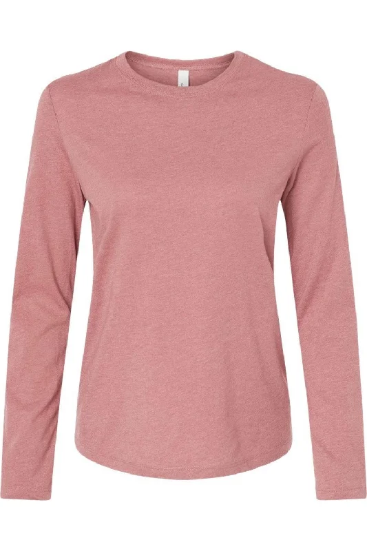 BELLA + CANVAS Womens Jersey Long Sleeve Tee Zippered Buttoned Snapped