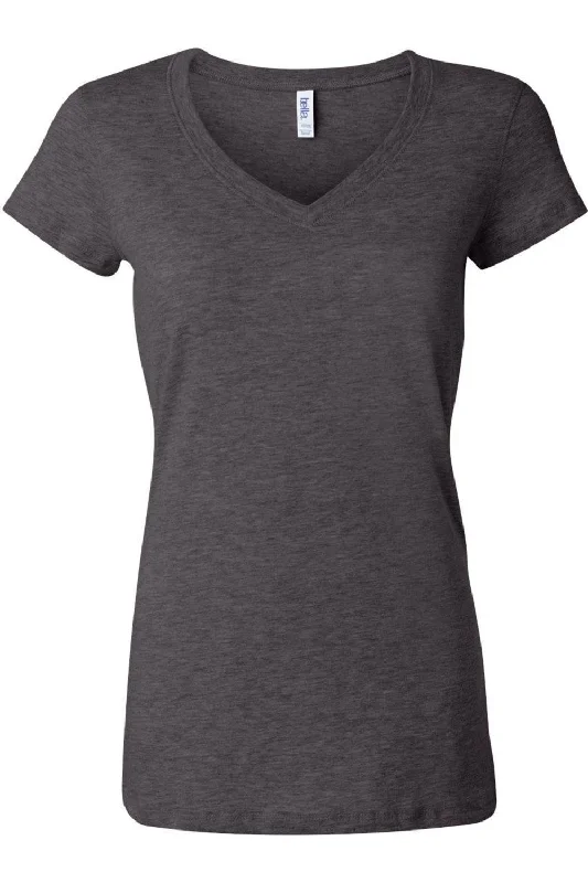 BELLA + CANVAS Womens Jersey V-Neck Tee Ribbed T-Shirt High Neck Heavyweight